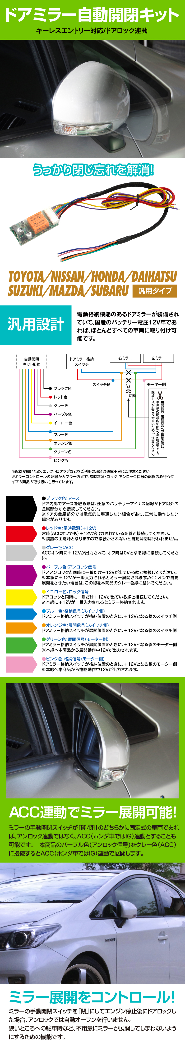 ドアミラー自動開閉キット