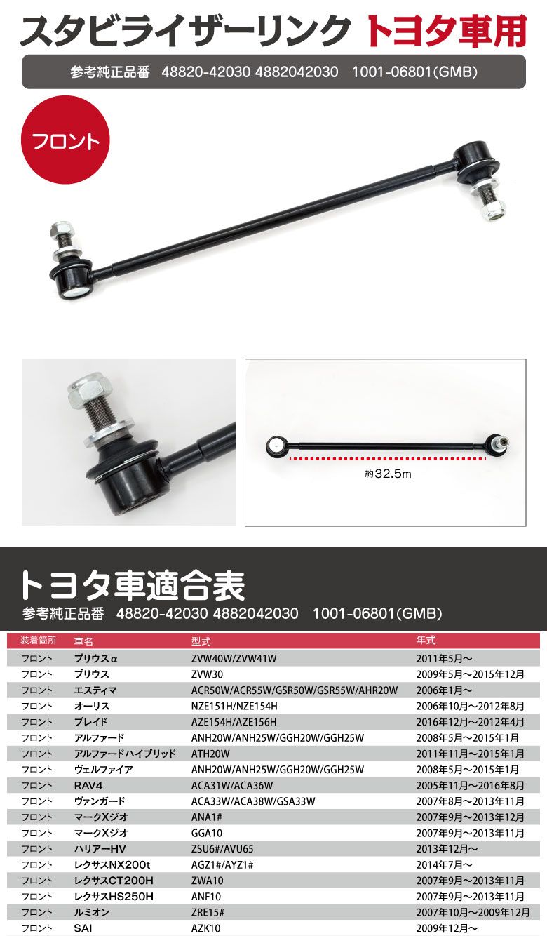 スタビライザーリンク スタビリンク フロント 2本 アルファードハイブリッド ATH20W 対応純正品番 48820-42030(スタビライザー)｜売買されたオークション情報、yahooの商品情報をアーカイブ公開  - オークファン（aucfan.com）